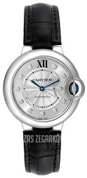 Cartier Ballon Blue Srebrny/Skóra Ø33 mm W4BB0009