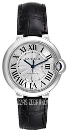 Cartier Ballon Blue Srebrny/Skóra Ø36 mm W69017Z4