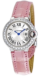 Cartier Ballon Blue Srebrny/Skóra Ø29 mm WE900351