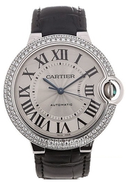 Cartier Ballon Blue Srebrny/Skóra Ø40 mm WE902056