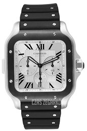 Cartier Santos De Cartier Srebrny/Guma WSSA0017