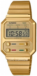 Casio Vintage Ekran LCD/Stal w odcieniu złota A100WEG-9AEF