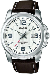 Casio Biały/Skóra Ø45 mm MTP-1314PL-7A