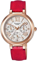 Casio Sheen Srebrny/Skóra Ø34 mm SHE-3034GL-7BUEF
