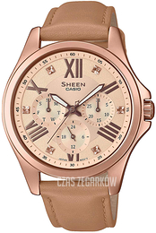 Casio Różowe złoto/Skóra Ø39.3 mm SHE-3806GL-9AUER