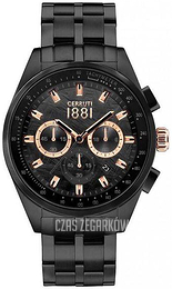 Cerruti 1881 Czarny/Stal Ø42 mm CRA150SB02MB