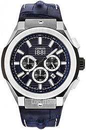 Cerruti 1881 Niebieski/Skóra Ø45 mm CRA163SUB03BL