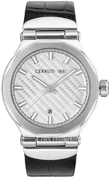 Cerruti 1881 Srebrny/Skóra Ø45 mm CRA179SN04BK