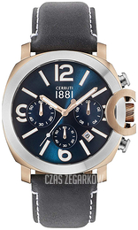 Cerruti 1881 Niebieski/Skóra Ø44 mm CRA181SRS03BL
