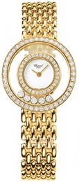 Chopard Ladies Happy Diamonds Biały/18 karatowe żółte złoto Ø24 mm 205691-0001