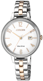 Citizen Eco Drive 180 Biały/Stal w kolorze różowego złota Ø31 mm EW2446-81A