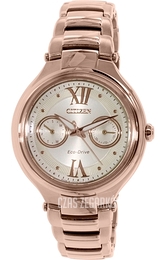 Citizen Eco Drive 180 Kremowy/Stal w kolorze różowego złota Ø30 mm FD4003-52P