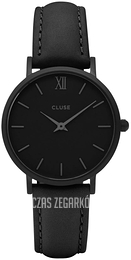 Cluse Minuit Czarny/Skóra Ø33 mm CL30008