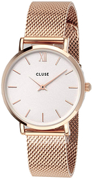Cluse Minuit Biały/Stal w kolorze różowego złota Ø33 mm CLG006