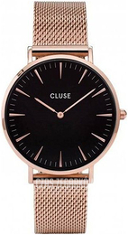 Cluse Minuit Czarny/Stal w kolorze różowego złota Ø33 mm CS1401101030