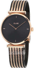Cluse Triomphe Czarny/Stal w kolorze różowego złota Ø33 mm CW0101208005