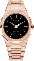 D1 Milano Ultra Thin Czarny/Stal w kolorze różowego złota Ø40 mm UTB03