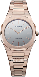 D1 Milano Ultra Thin Szary/Stal w kolorze różowego złota Ø34 mm UTBL10