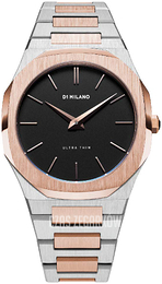 D1 Milano Ultra Thin Czarny/Stal w kolorze różowego złota Ø38 mm UTBU03