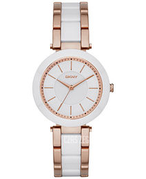 DKNY Dress Biały/Stal w kolorze różowego złota Ø36 mm NY2500