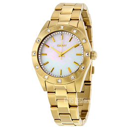 DKNY Glitz Biały/Stal w odcieniu złota Ø39 mm NY8661