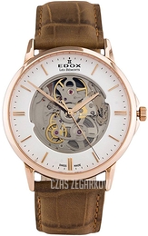 Edox Les Bemonts Biały/Skóra Ø42 mm 85300-37R-AIR