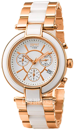 Esprit Collection Biały/Stal w kolorze różowego złota Ø38 mm EL101582F05