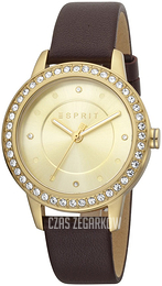 Esprit Żółte złoto/Skóra Ø36 mm ES1L163L0035