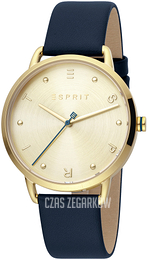Esprit Żółte złoto/Skóra Ø36 mm ES1L173L0035