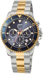 ETT Eco Tech Time Radio-Controlled Niebieski/Stal w odcieniu złota Ø44 mm EGS-11609-35M