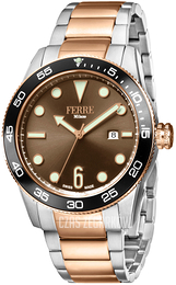 Ferrè Milano Brązowy/Stal w kolorze różowego złota Ø42 mm FM1G109M0071