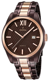 Festina Dress Brązowy/Stal w kolorze różowego złota Ø43 mm F16855-2