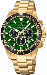 Festina Zielony/Stal w odcieniu złota Ø44 mm F20364-4