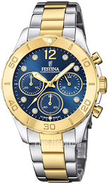 Festina Boyfriend Niebieski/Stal w odcieniu złota Ø39 mm F20604-3