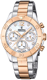 Festina Boyfriend Biały/Stal w kolorze różowego złota Ø39 mm F20605-1