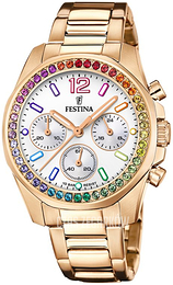 Festina Boyfriend Biały/Stal w odcieniu złota Ø38.1 mm F20609-2