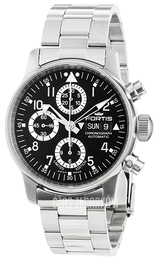 Fortis Flieger Czarny/Stal Ø40 mm 597.20.71.M