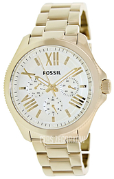 Fossil Biały/Stal w odcieniu złota Ø40 mm AM4510