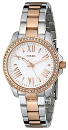 Fossil Biały/Stal w kolorze różowego złota Ø29 mm AM4580