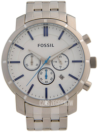 Fossil Biały/Stal Ø45 mm BQ2235