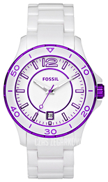 Fossil Riley Biały/Czeramiczna Ø43 mm CE1050