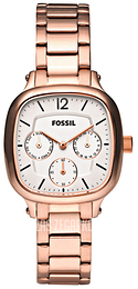 Fossil Dress Biały/Stal w kolorze różowego złota ES2855