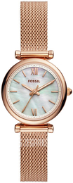 Fossil Carlie Biały/Stal w kolorze różowego złota Ø28 mm ES4443SET