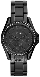 Fossil Riley Czarny/Stal Ø38 mm ES4519