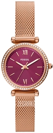 Fossil Carlie Mini Różowy/Stal w kolorze różowego złota Ø28 mm ES5011