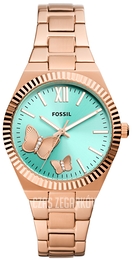 Fossil Scarlette Zielony/Stal w kolorze różowego złota Ø38 mm ES5277