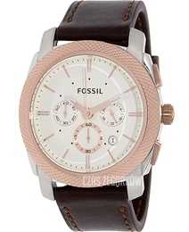 Fossil Machine Srebrny/Skóra Ø44 mm FS5040