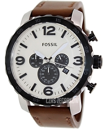 Fossil Nate Biały/Skóra Ø50 mm JR1390