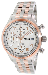 Fossil Biały/Stal w kolorze różowego złota Ø38 mm JR1433