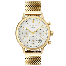 Gant Biały/Stal w odcieniu złota Ø38 mm GT032003